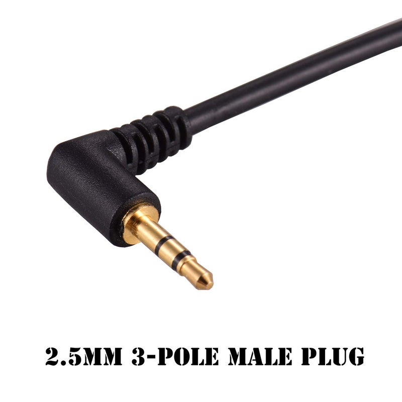 Warmstor 2 Pack Gold Plated 2.5mm Male to 1/8 inch 3.5mm Female Stereo Audio Jack Adapter Cable 90 Degree Right Angle Connector 6 inch Cord for Radios,Headphones,Recorder,Camera - Image 2